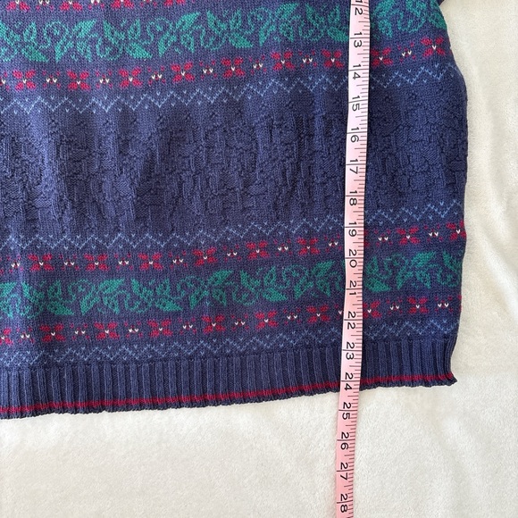 Vintage Chelsea Gardens Floral Navy Purple Teal Sweater Women's Large - Picture 6 of 6